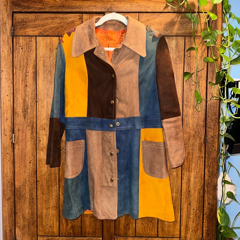 Colorful Patchwork Suede Coat